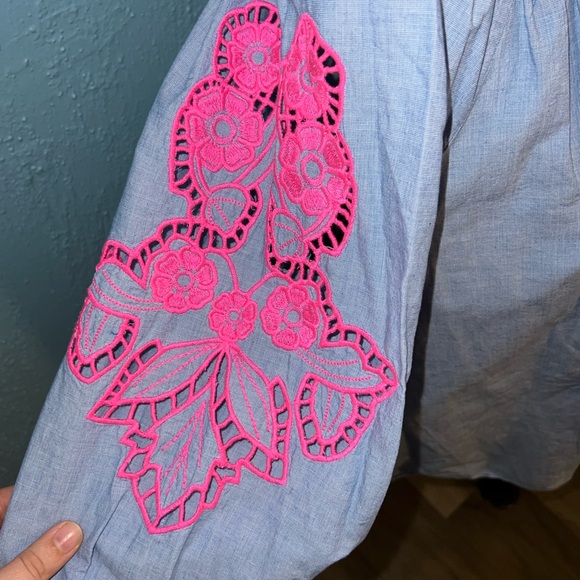 Amabella Embroidered Top in Bluebelle Chambray - Picture 3 of 7